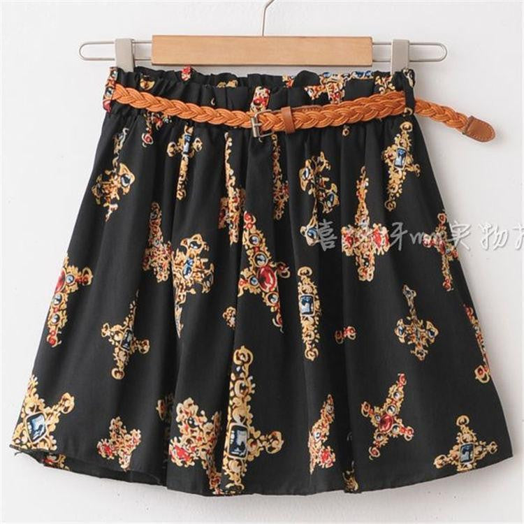 Women Skirt Casual Above Knee Mini Short Chiffon Skirt Interlining