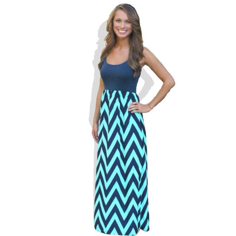 Women Summer Dress Striped Print Long Dress Beach Boho Maxi Dress Feminine Plus Size