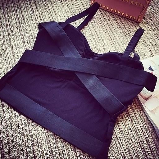 Fashion Women Strappy Tank Tops Bustier Bra Vest Crop Top Bralette Blouse NS341