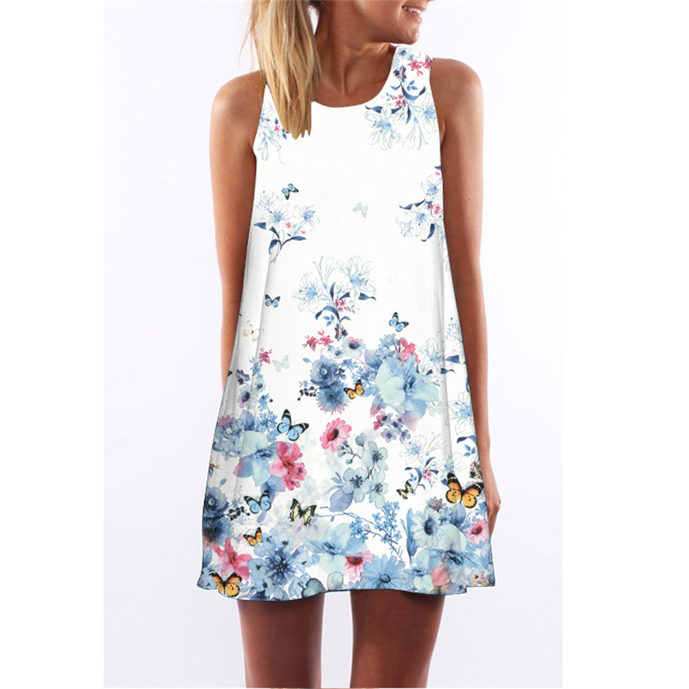 Online discount shop Australia - Fashion Plus Size Xl European Summer Sexy Print Dress New Casual Women O-neck Sleeveless Straight Dresses Lyq01