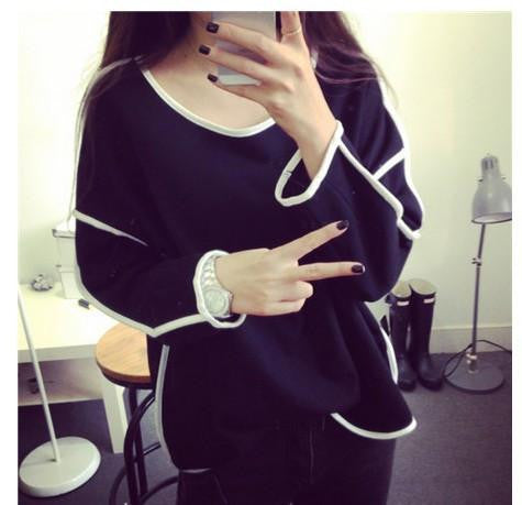 Trends All-match Sweatshirt Geometry Design Loose And Long Sleeve Sweatshirt Women 3 Colors