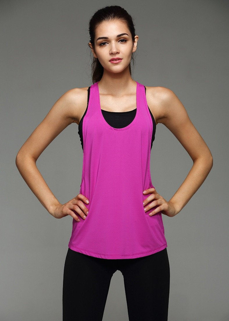 Online discount shop Australia - 8 Colors  Sexy Women's Tank Tops Quick Drying Loose Brethable Fitness Sleeveless Vest Workout Top Exercise T-shirt 1033