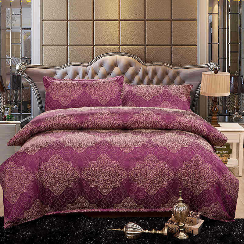 Online discount shop Australia - Luxury Silk Bedding Set Embroidery Bed Linens Tencel Satin Bed Sheet Set Jacquard Bedclothes Full/Queen/King Size Bed cover