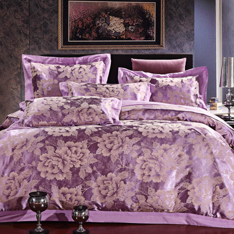 Online discount shop Australia - Luxury Silk Bedding Set Embroidery Bed Linens Tencel Satin Bed Sheet Set Jacquard Bedclothes Full/Queen/King Size Bed cover
