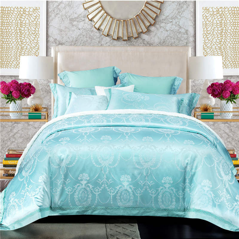 Online discount shop Australia - Luxury Silk Bedding Set Embroidery Bed Linens Tencel Satin Bed Sheet Set Jacquard Bedclothes Full/Queen/King Size Bed cover