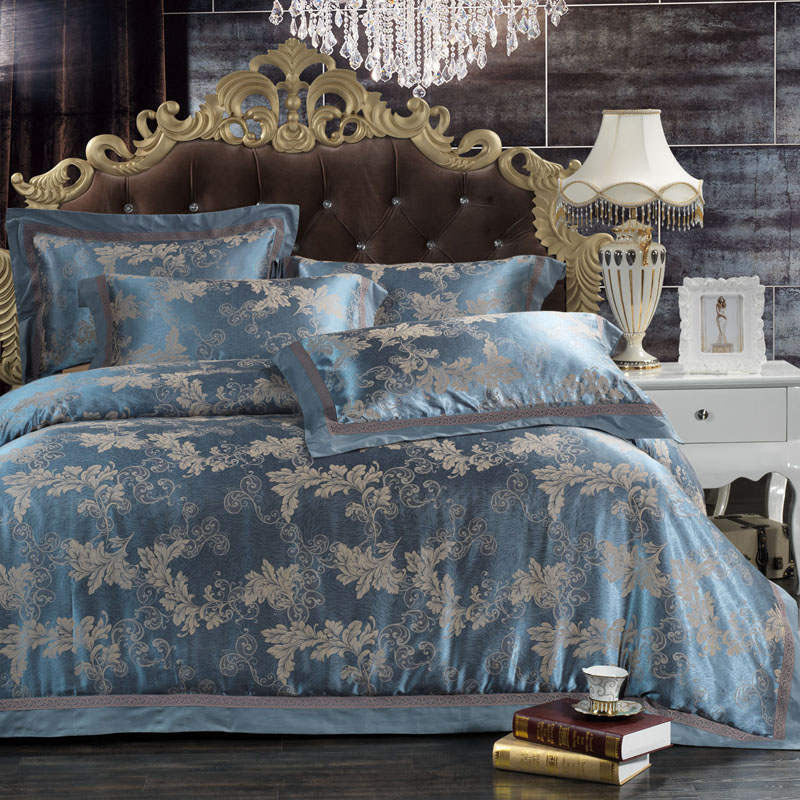 Online discount shop Australia - Luxury Silk Bedding Set Embroidery Bed Linens Tencel Satin Bed Sheet Set Jacquard Bedclothes Full/Queen/King Size Bed cover