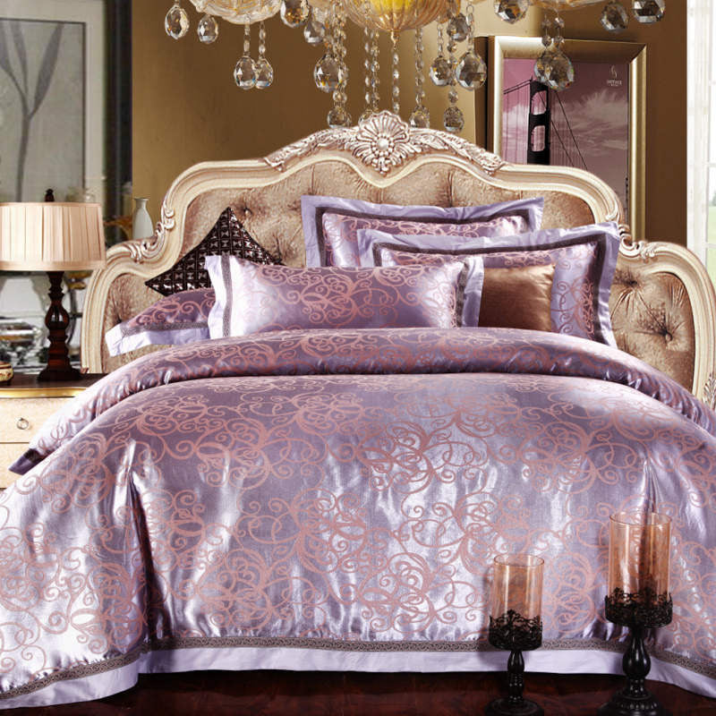 Online discount shop Australia - Luxury Silk Bedding Set Embroidery Bed Linens Tencel Satin Bed Sheet Set Jacquard Bedclothes Full/Queen/King Size Bed cover