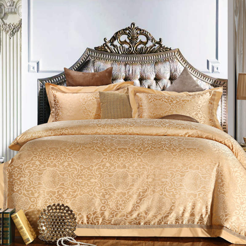 Online discount shop Australia - Luxury Silk Bedding Set Embroidery Bed Linens Tencel Satin Bed Sheet Set Jacquard Bedclothes Full/Queen/King Size Bed cover