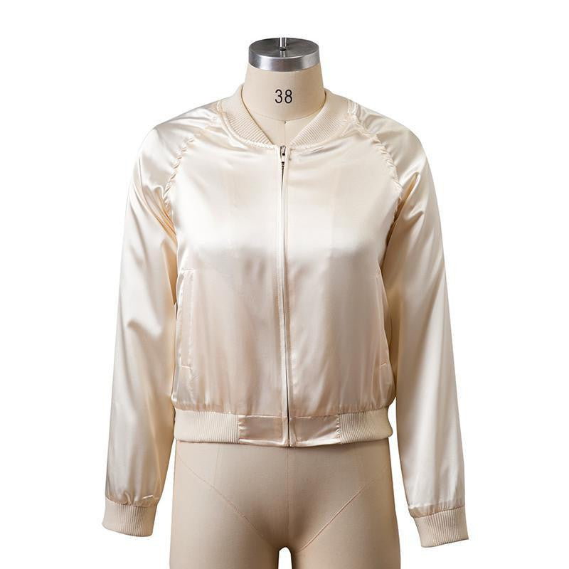 Satin Cotton Bomber Jacket Women Harajuku Pilot Jacket Coat Casual Basic Bomber Jackets Outerwear