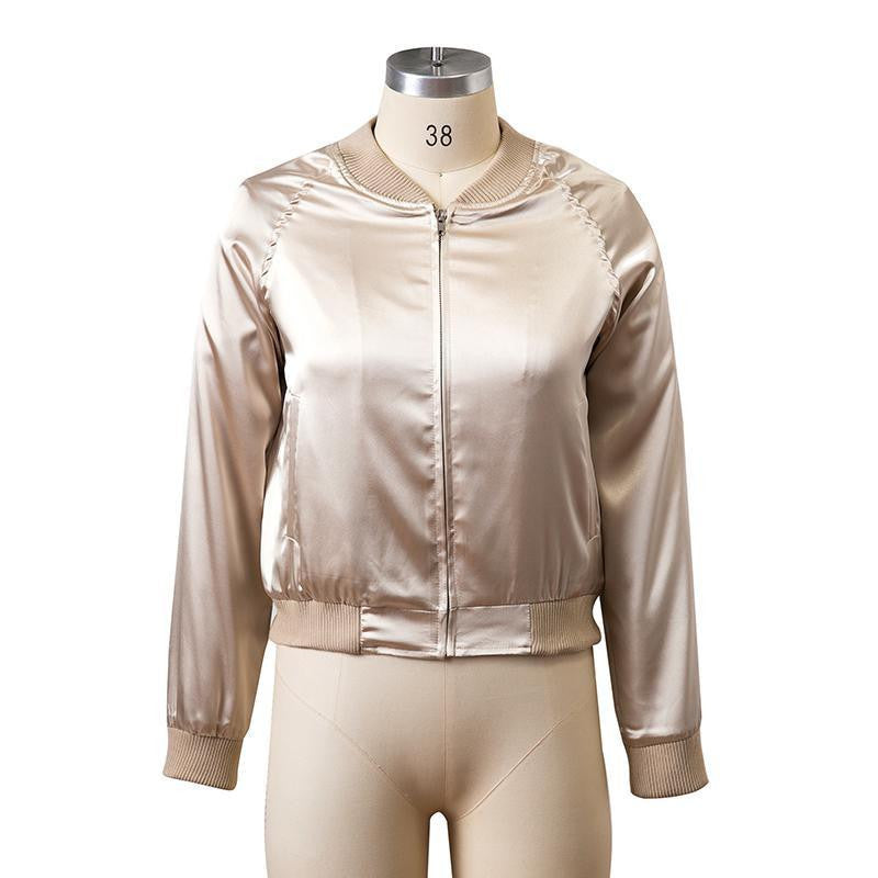 Satin Cotton Bomber Jacket Women Harajuku Pilot Jacket Coat Casual Basic Bomber Jackets Outerwear