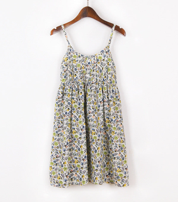 Online discount shop Australia - Fashion Summer Mori Girl Dress O Neck Sleeveless Print Floral Vestidos Women Sexy Beach Spaghetti Strap Dress