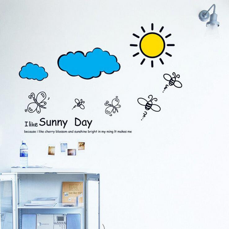 Online discount shop Australia - 3D sticker Wall Sticker 50*70CM landscape blue sky White Cloud poster quarto Bedroom wall decals stickers