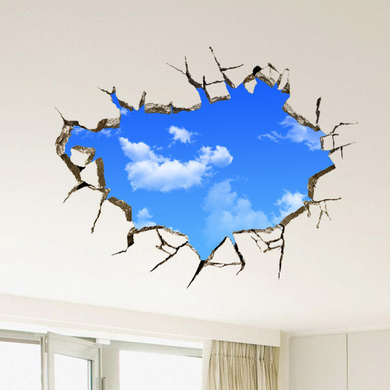 Online discount shop Australia - 3D sticker Wall Sticker 50*70CM landscape blue sky White Cloud poster quarto Bedroom wall decals stickers