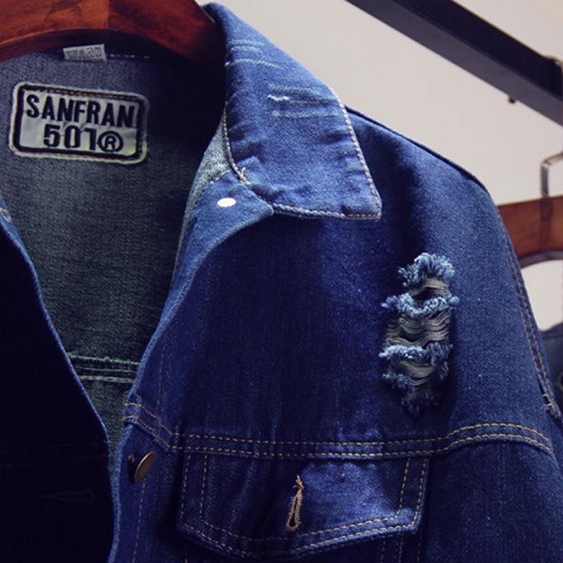 Online discount shop Australia - Bf Tide Women Jacket And Coats  New Hole Denim Jackets Loose  Bat Sleeve Dames