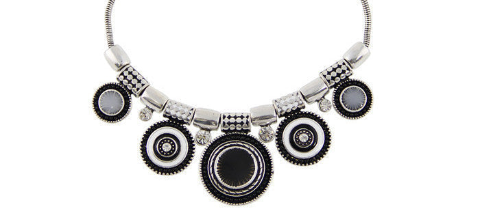 Choker Necklace Fashion Ethnic Collares Vintage Silver Plated Colorful Bead Pendant Statement Necklace For Women Jewelry