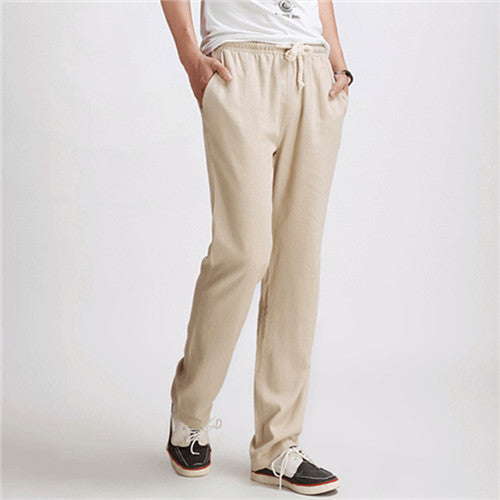 Men's casual pants New Men's solid color linen casual trousers Stylish and comfortable large size men straight trousers - CelebritystyleFashion.com.au online clothing shop australia
