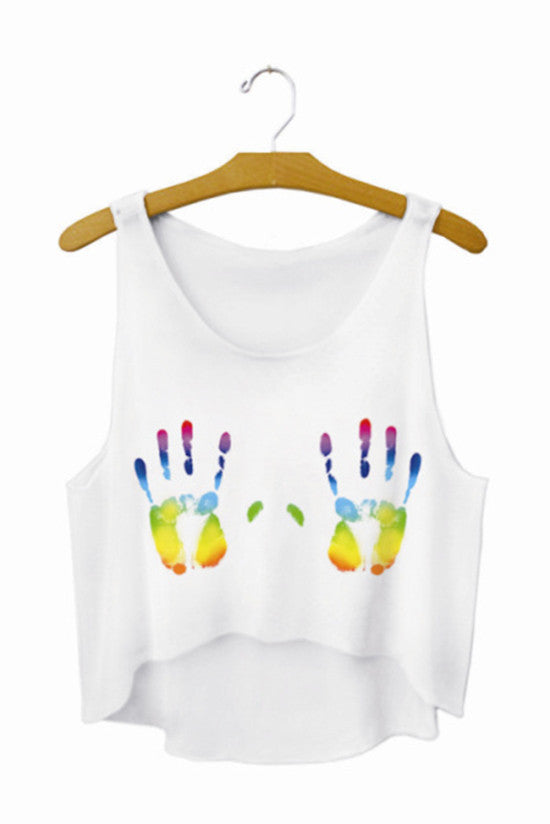 Emoji Monkey Printed Casual Crop Tops Women Fashion Cropped Top Kawaii Girls Short Tank Top