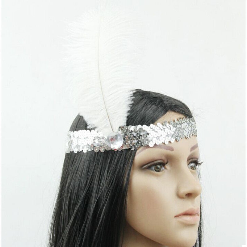 Online discount shop Australia - Feather Headband 1920's Flapper Sequin Headpiece Costume Head Band Party Favor
