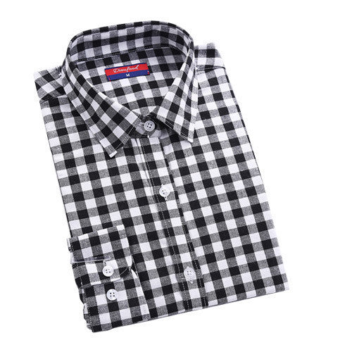 Online discount shop Australia - Brand New Fashion Women Blouses Long Sleeve Turn-down Collar Plaid Shirts Women Casual Cotton Shirt Style