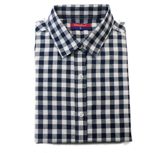 Online discount shop Australia - Brand New Fashion Women Blouses Long Sleeve Turn-down Collar Plaid Shirts Women Casual Cotton Shirt Style