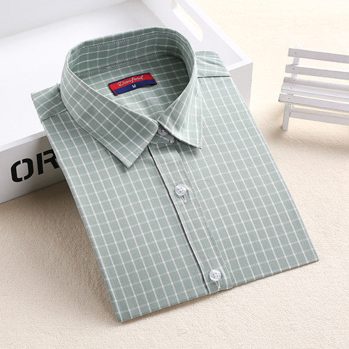 Online discount shop Australia - Brand New Fashion Women Blouses Long Sleeve Turn-down Collar Plaid Shirts Women Casual Cotton Shirt Style