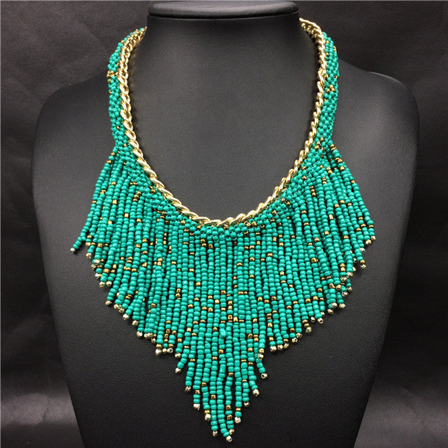 Fashion Jewelry Mujer New Bohemian Necklaces Women Handmade Handwoven Collier Long Tassel Beads Choker Statement Necklaces - CelebritystyleFashion.com.au online clothing shop australia