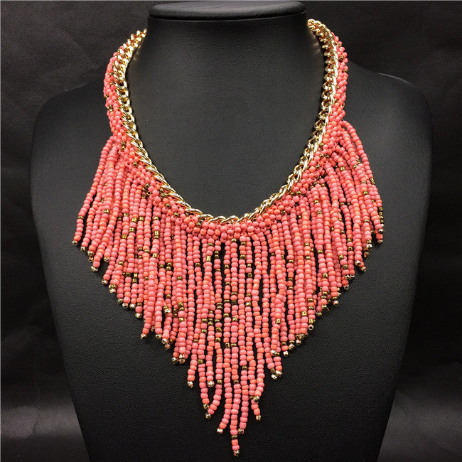 Fashion Jewelry Mujer New Bohemian Necklaces Women Handmade Handwoven Collier Long Tassel Beads Choker Statement Necklaces - CelebritystyleFashion.com.au online clothing shop australia
