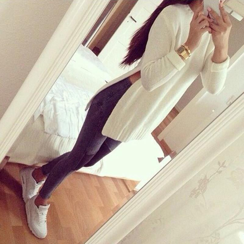 Online discount shop Australia - Fashion Lady Knitwear Women Casual Sweater Knitted Plus Size Split Pullover Sweater