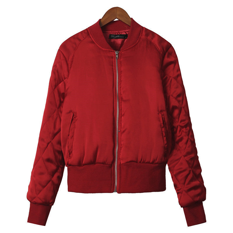 Online discount shop Australia - Fashion Brand Warm Women Zip Up Quilted Coat Jacket Short Slim Padded Bomber Fleece Pocket Outerwear S--2XL