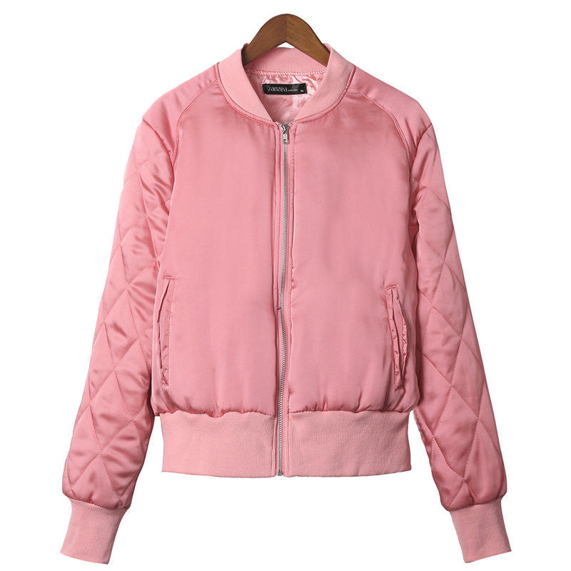 Online discount shop Australia - Fashion Brand Warm Women Zip Up Quilted Coat Jacket Short Slim Padded Bomber Fleece Pocket Outerwear S--2XL