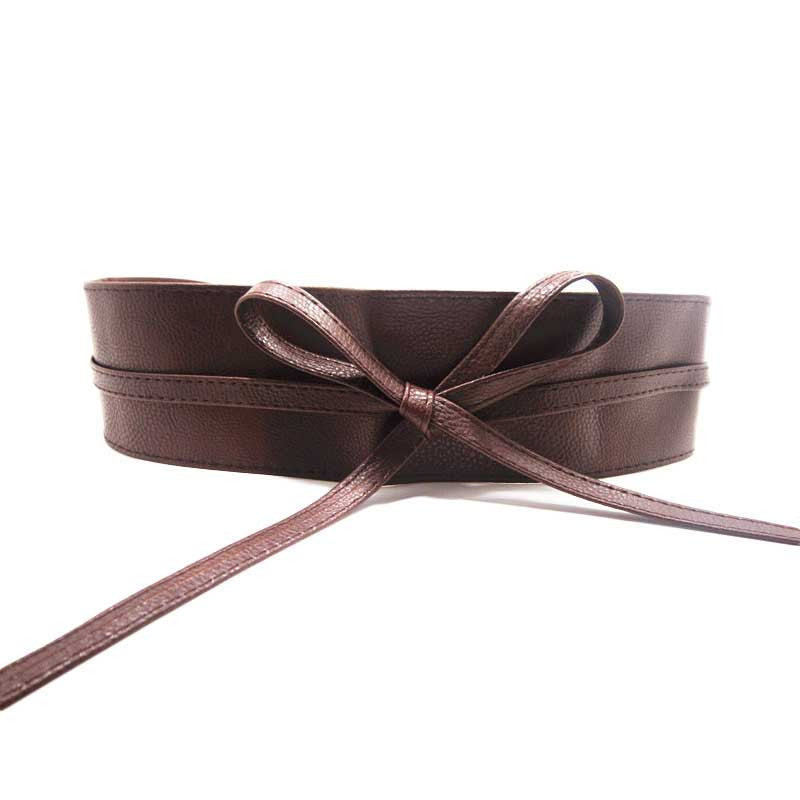 Online discount shop Australia - Fashion Women belt Soft Leather Wide Self Tie Wrap Around Waist Band Dress Belt Y1