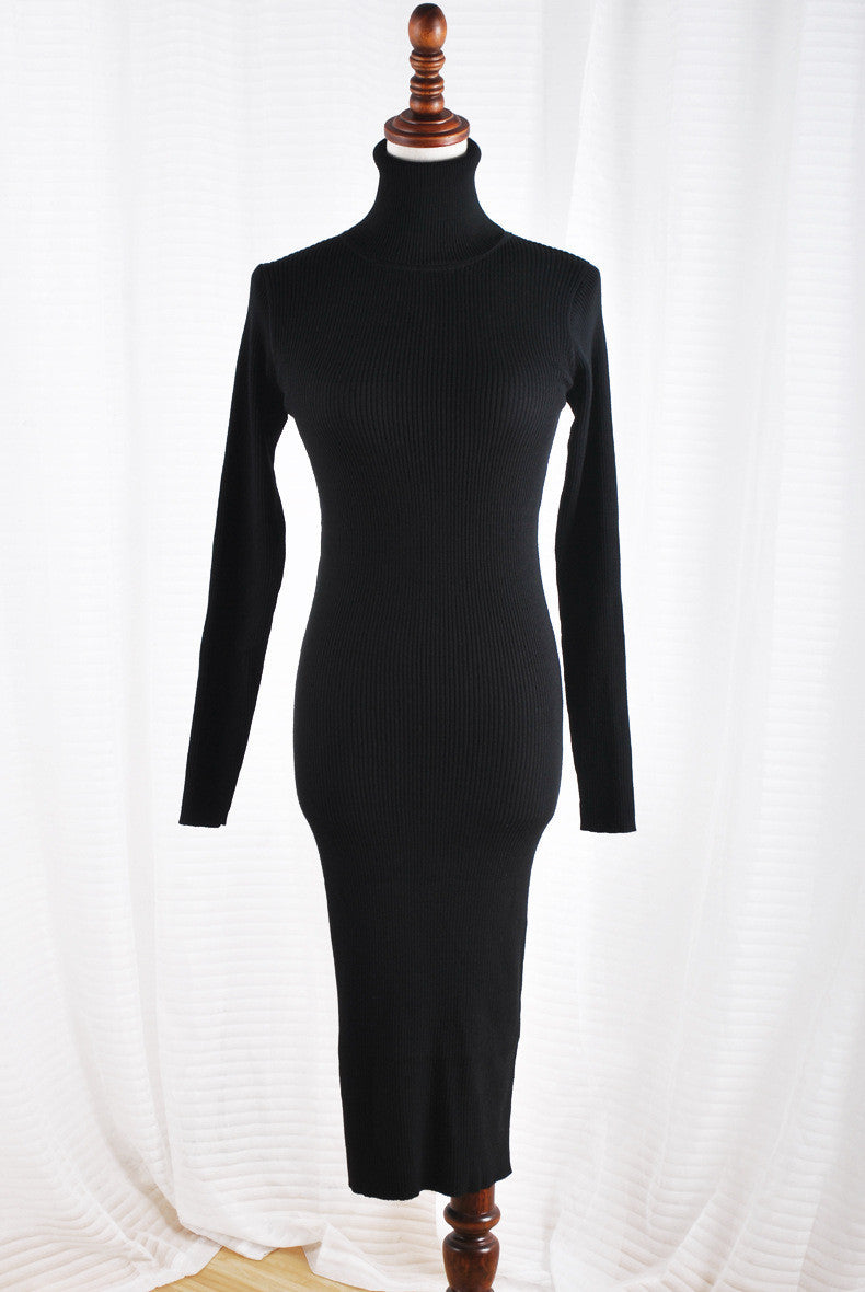 Online discount shop Australia - 2017 Women Autumn Winter Sweater Dresses Slim Turtleneck vestidos de festa Sexy Bodycon Solid Robe Long Knitted Office Dress 971