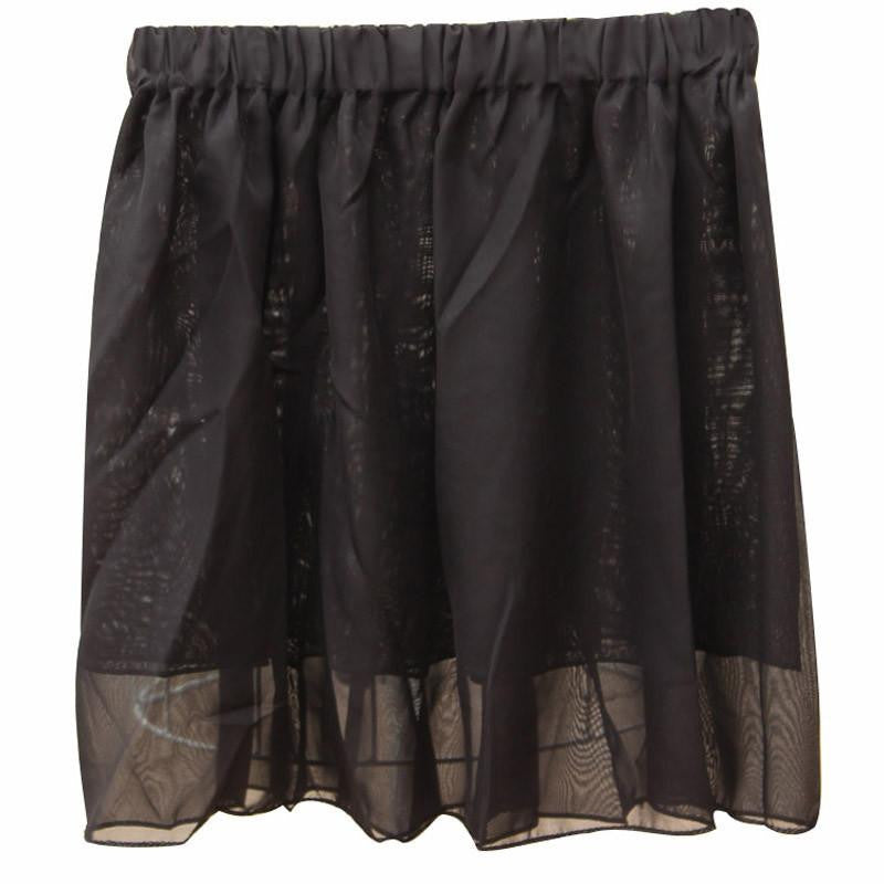 Summer Chiffon Women Skirt Tulle Girls Above Knee Short Nude Mini Casual Skirts NO BELT