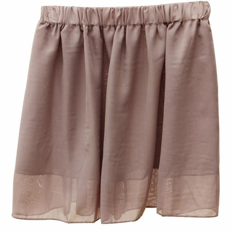 Summer Chiffon Women Skirt Tulle Girls Above Knee Short Nude Mini Casual Skirts NO BELT