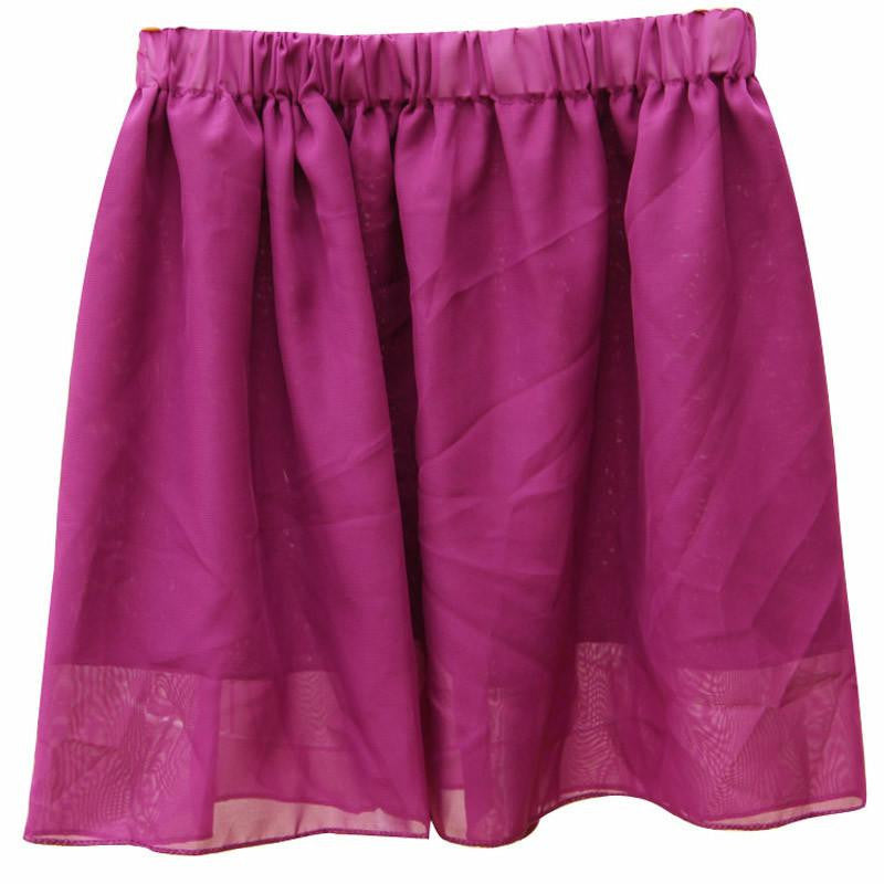 Summer Chiffon Women Skirt Tulle Girls Above Knee Short Nude Mini Casual Skirts NO BELT