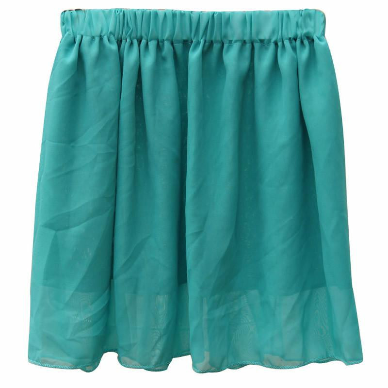 Summer Chiffon Women Skirt Tulle Girls Above Knee Short Nude Mini Casual Skirts NO BELT