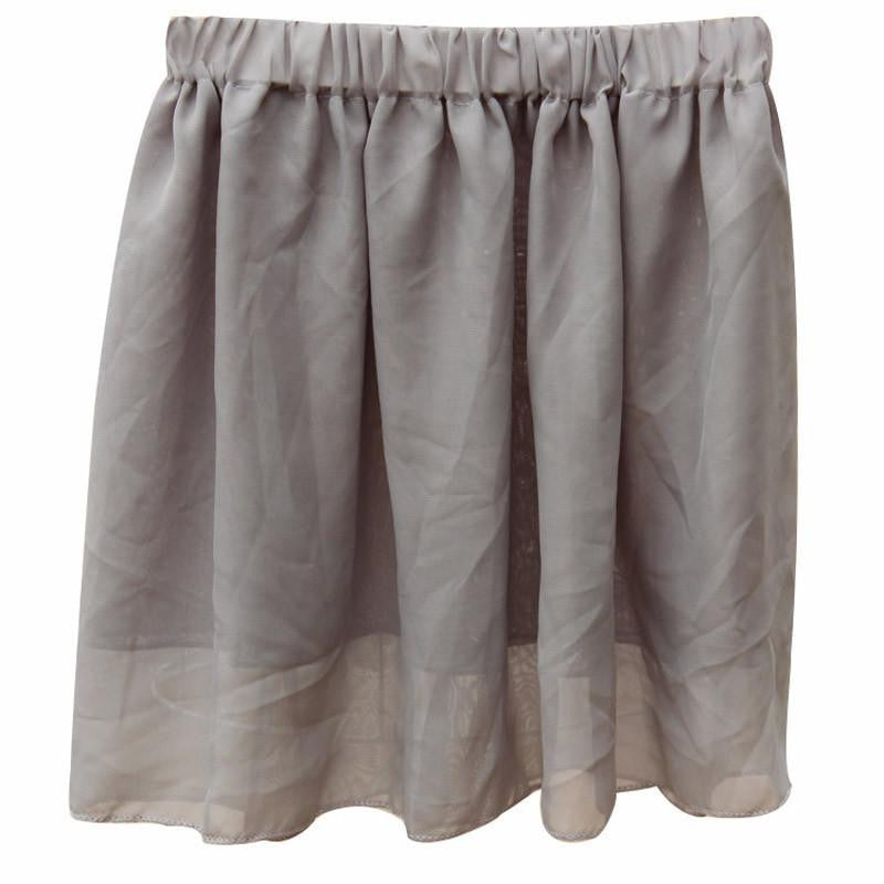Summer Chiffon Women Skirt Tulle Girls Above Knee Short Nude Mini Casual Skirts NO BELT