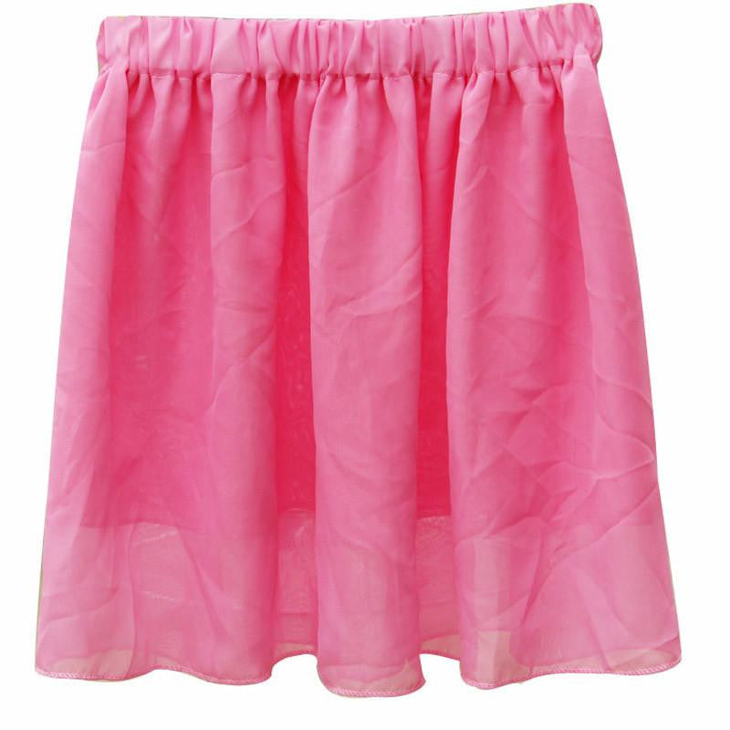 Summer Chiffon Women Skirt Tulle Girls Above Knee Short Nude Mini Casual Skirts NO BELT