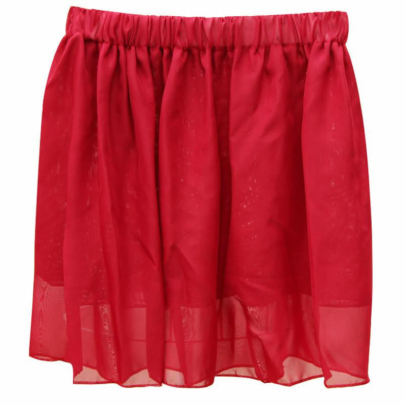 Summer Chiffon Women Skirt Tulle Girls Above Knee Short Nude Mini Casual Skirts NO BELT