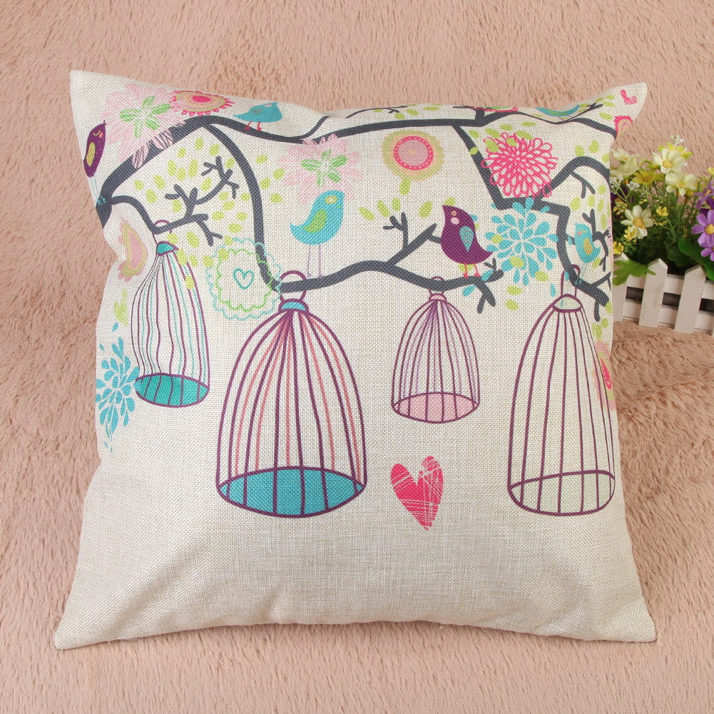 Online discount shop Australia - New Arrival Creative Birdcage Pattern Cotton Pillow Cover Pillow Cushion Cover 43cm * 43cm * 1cm