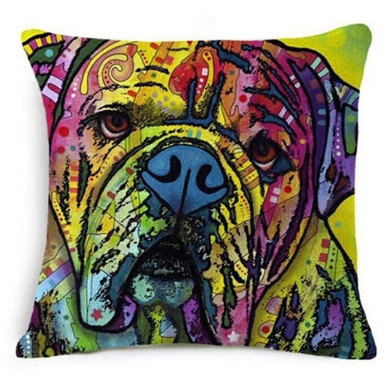 Online discount shop Australia - Colorful Oil Painting Cushion Cover 45x45CM (18x18IN) Cute Dogs & Cats Pillow Cover Pillow Case Home Decor