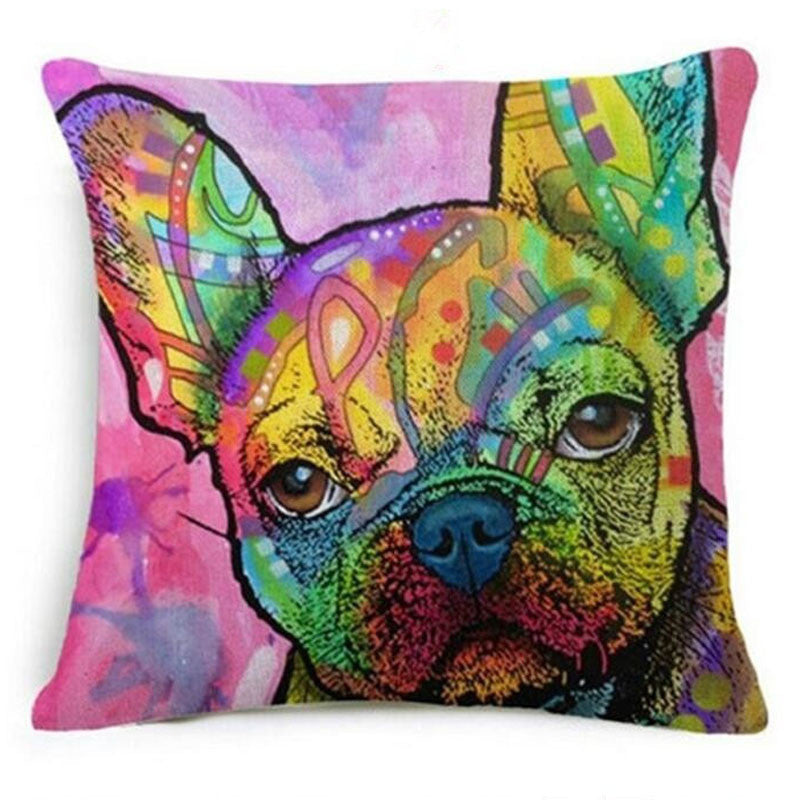 Online discount shop Australia - Colorful Oil Painting Cushion Cover 45x45CM (18x18IN) Cute Dogs & Cats Pillow Cover Pillow Case Home Decor