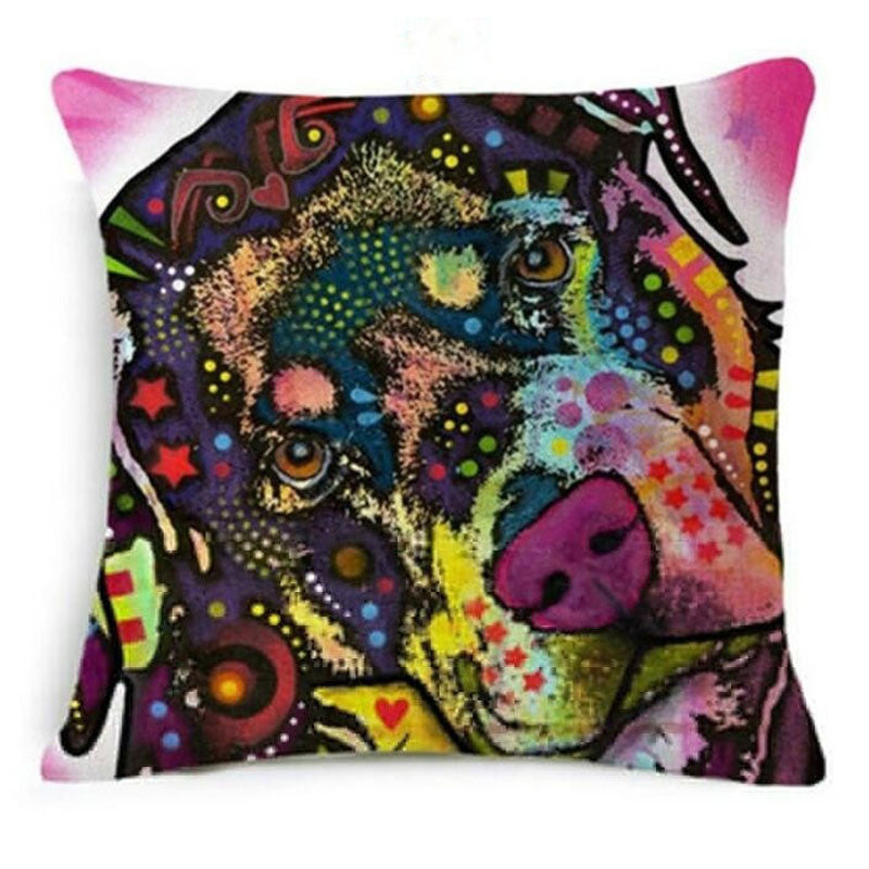 Online discount shop Australia - Colorful Oil Painting Cushion Cover 45x45CM (18x18IN) Cute Dogs & Cats Pillow Cover Pillow Case Home Decor