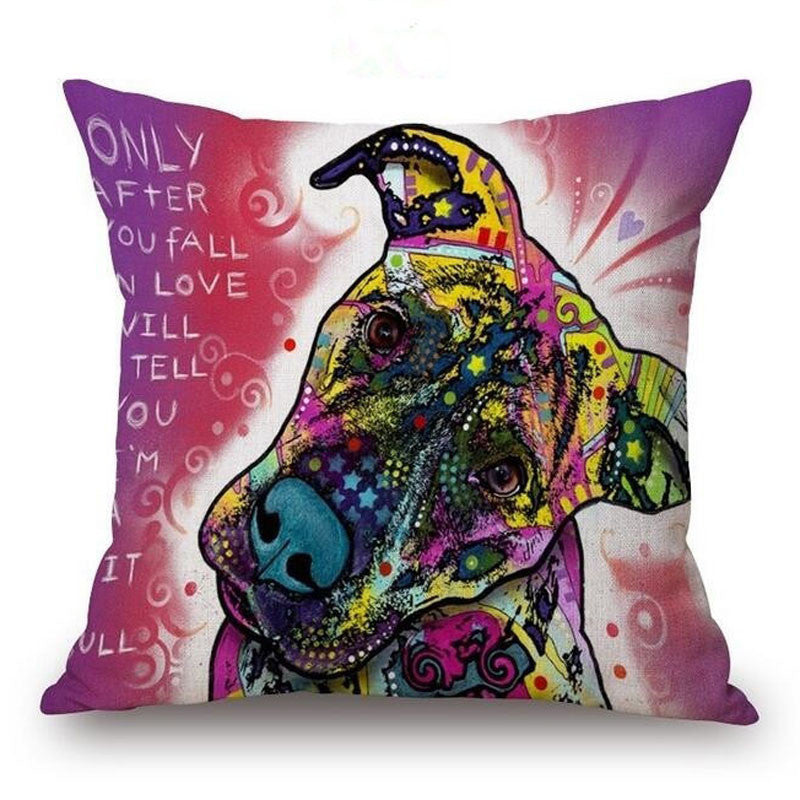 Online discount shop Australia - Colorful Oil Painting Cushion Cover 45x45CM (18x18IN) Cute Dogs & Cats Pillow Cover Pillow Case Home Decor