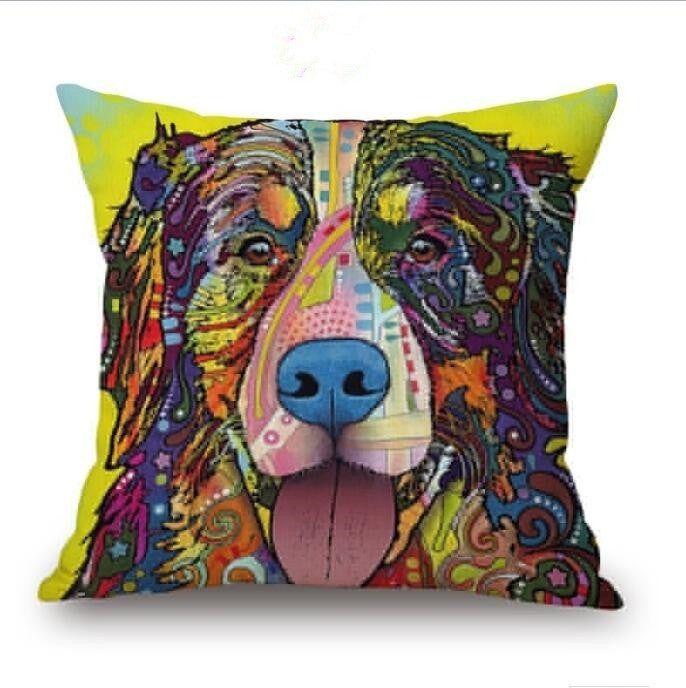 Online discount shop Australia - Colorful Oil Painting Cushion Cover 45x45CM (18x18IN) Cute Dogs & Cats Pillow Cover Pillow Case Home Decor