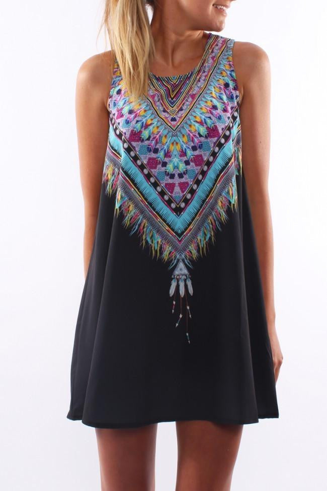 Women Summer Casual boho Maxi Party Evening Mini Dress Beach Floral dress sleeveless dresses casual
