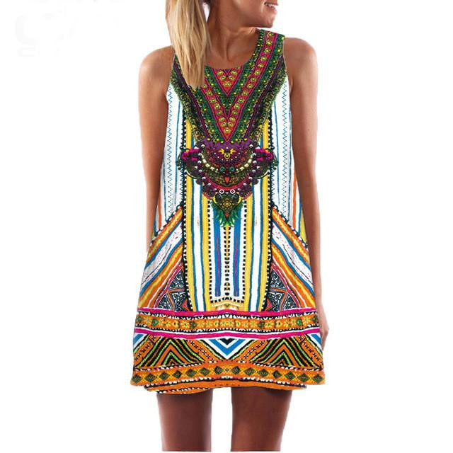 Women Summer Casual boho Maxi Party Evening Mini Dress Beach Floral dress sleeveless dresses casual