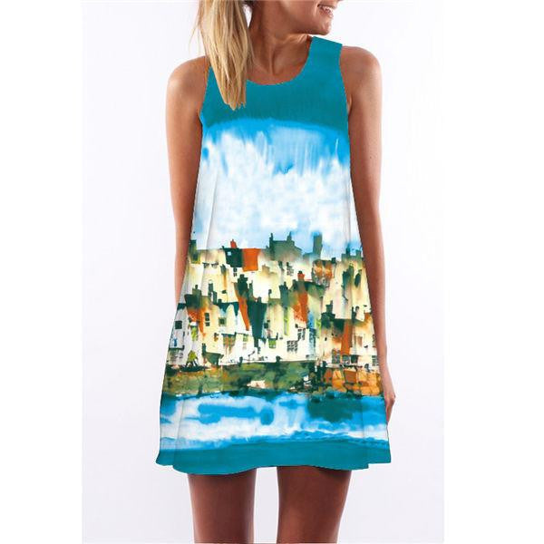 Women Summer Casual boho Maxi Party Evening Mini Dress Beach Floral dress sleeveless dresses casual