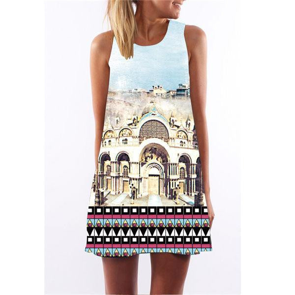 Women Summer Casual boho Maxi Party Evening Mini Dress Beach Floral dress sleeveless dresses casual