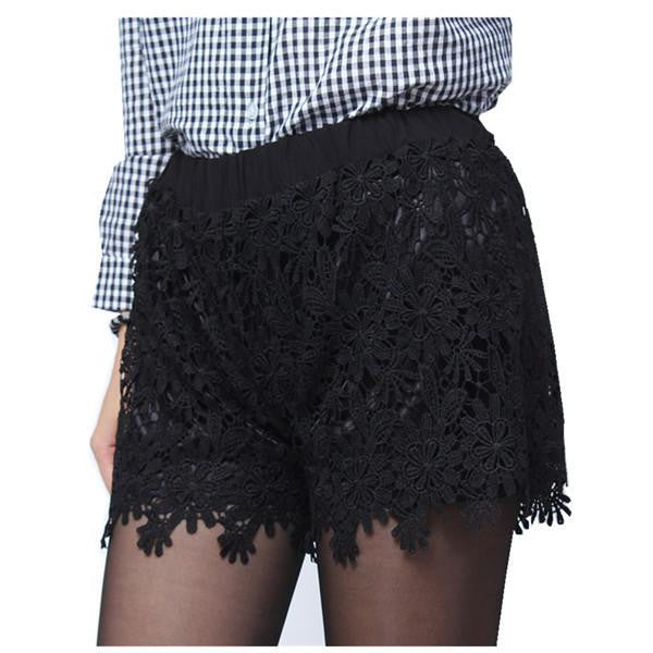 Women Lace Shorts Fashion Cotton Floral Lace Crochet Mini Shorts Leisure Short Trousers Plus Size S-XXXL
